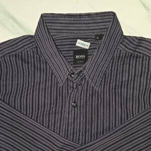 Hugo Boss Men's Black Striped Casual Shirt